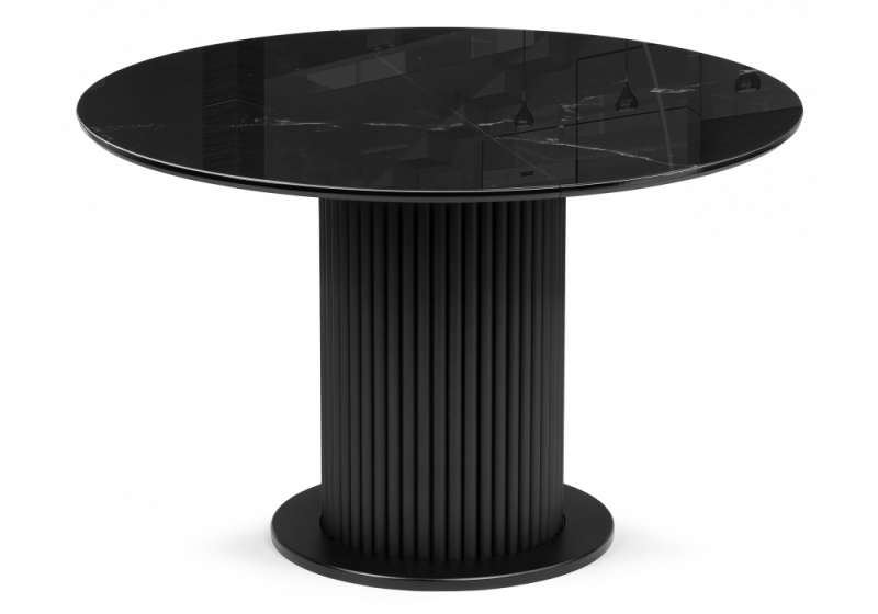 Керамический стол Фостер 120(160)х120х76 черный мрамор / черный (120x76). 